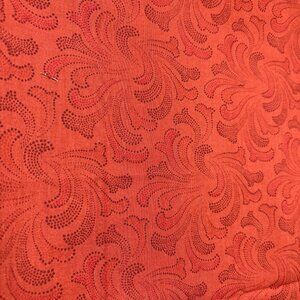 Red & Black Patterned Fabric Piece 19"x38" for Sewing Crafts Quilting Home Proje
